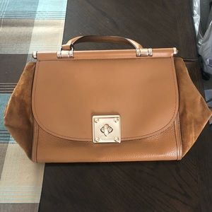 Tan authentic Coach purse. Leather w/suede sides.